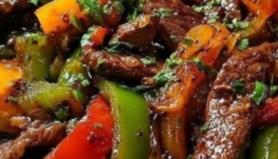 Sizzling Chinese Pepper Steak with Onions: